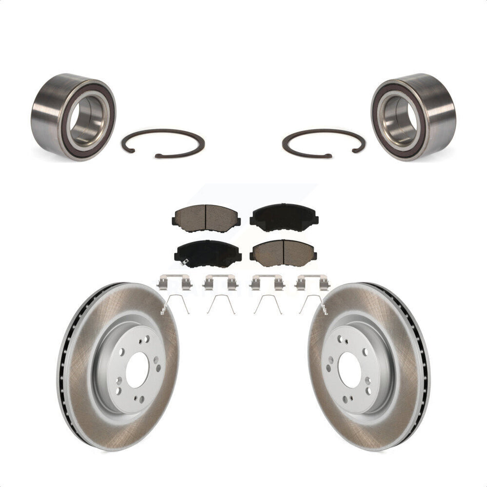 Front Wheel Bearing With Coated Disc Brake Rotors And Ceramic Pads Kit For 2012-2016 Honda CR-V FWD KBB-118257 by Transit Auto