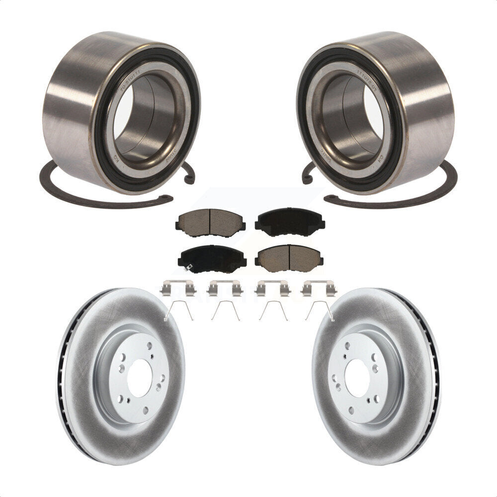 Front Wheel Bearing With Coated Disc Brake Rotors And Ceramic Pads Kit For Honda Civic Acura ILX KBB-118261 by Transit Auto