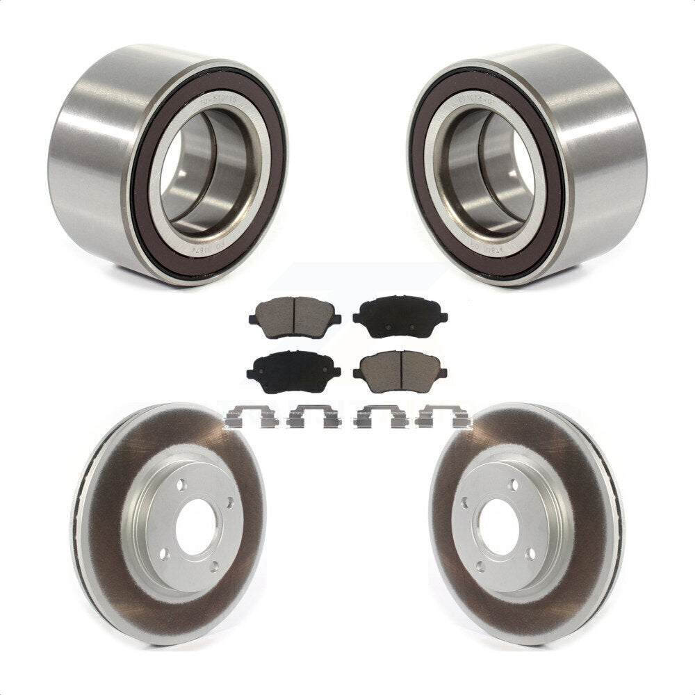 Front Wheel Bearing With Coated Disc Brake Rotors And Ceramic Pads Kit For 2014-2018 Ford Fiesta ST KBB-118300 by Transit Auto