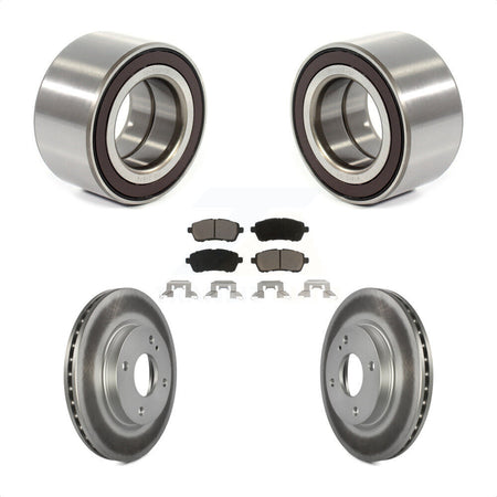 Front Wheel Bearing With Coated Disc Brake Rotors And Ceramic Pads Kit For 2014-2018 Ford Fiesta S Titanium SE KBB-118301 by Transit Auto