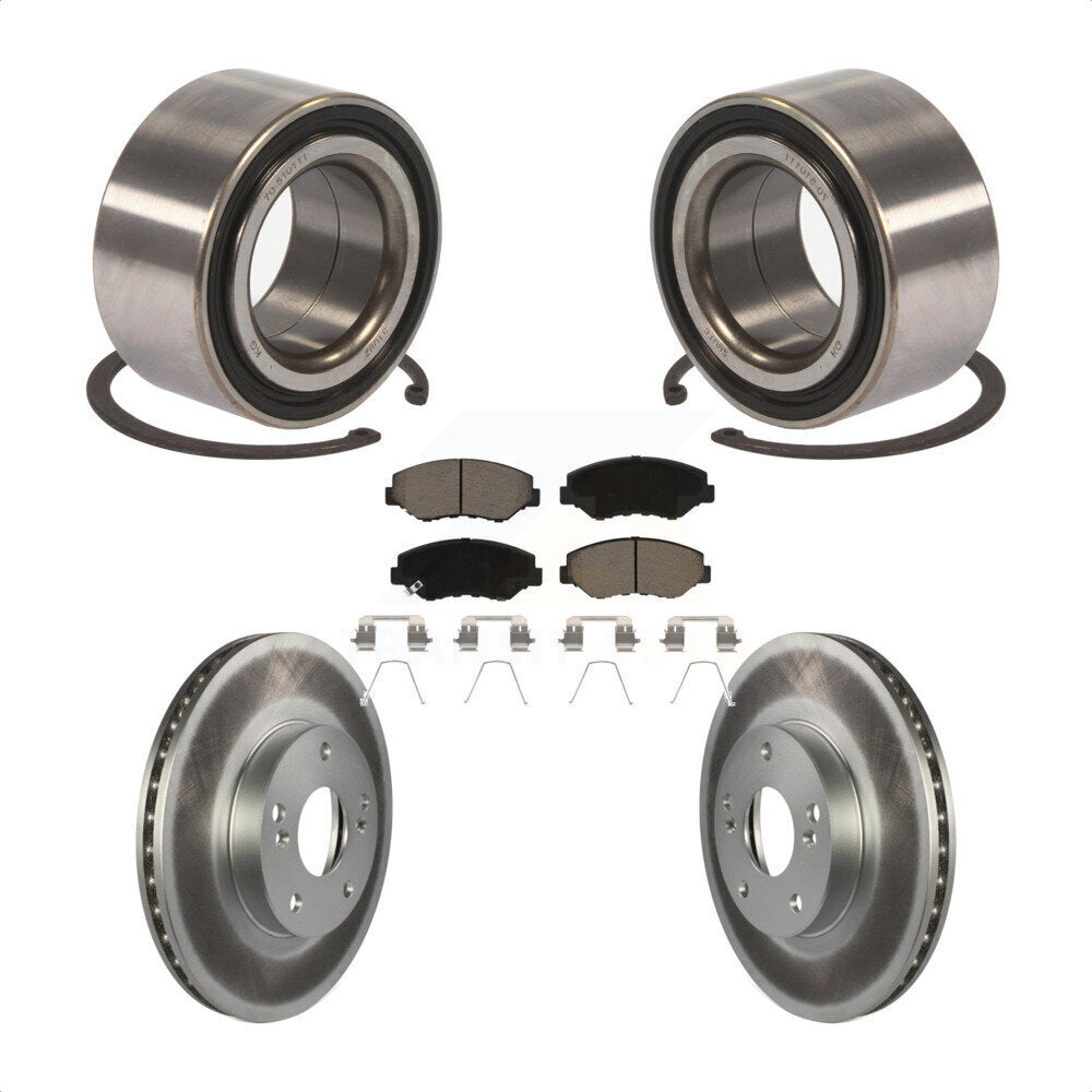 Front Wheel Bearing With Coated Disc Brake Rotors And Ceramic Pads Kit For Honda Fit Acura ILX KBB-118317 by Transit Auto