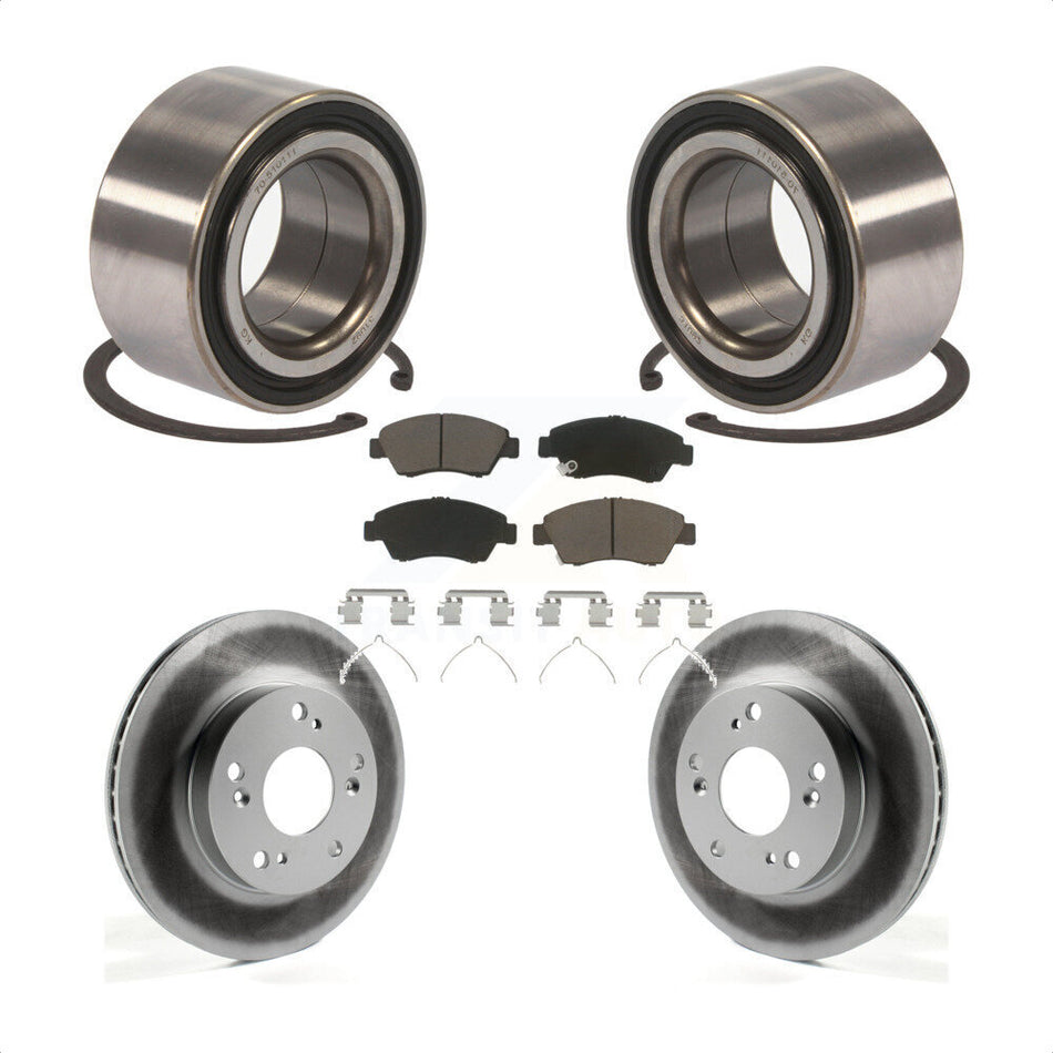 Front Wheel Bearing With Coated Disc Brake Rotors And Ceramic Pads Kit For 2015 Acura ILX 1.5L KBB-118318 by Transit Auto