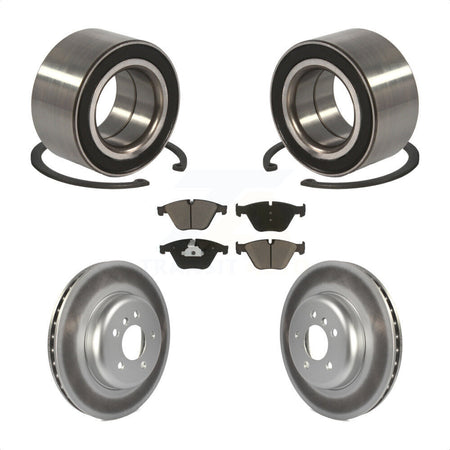 Front Wheel Bearing With Coated Disc Brake Rotors And Ceramic Pads Kit For 2011-2012 BMW 535i xDrive KBB-118338 by Transit Auto