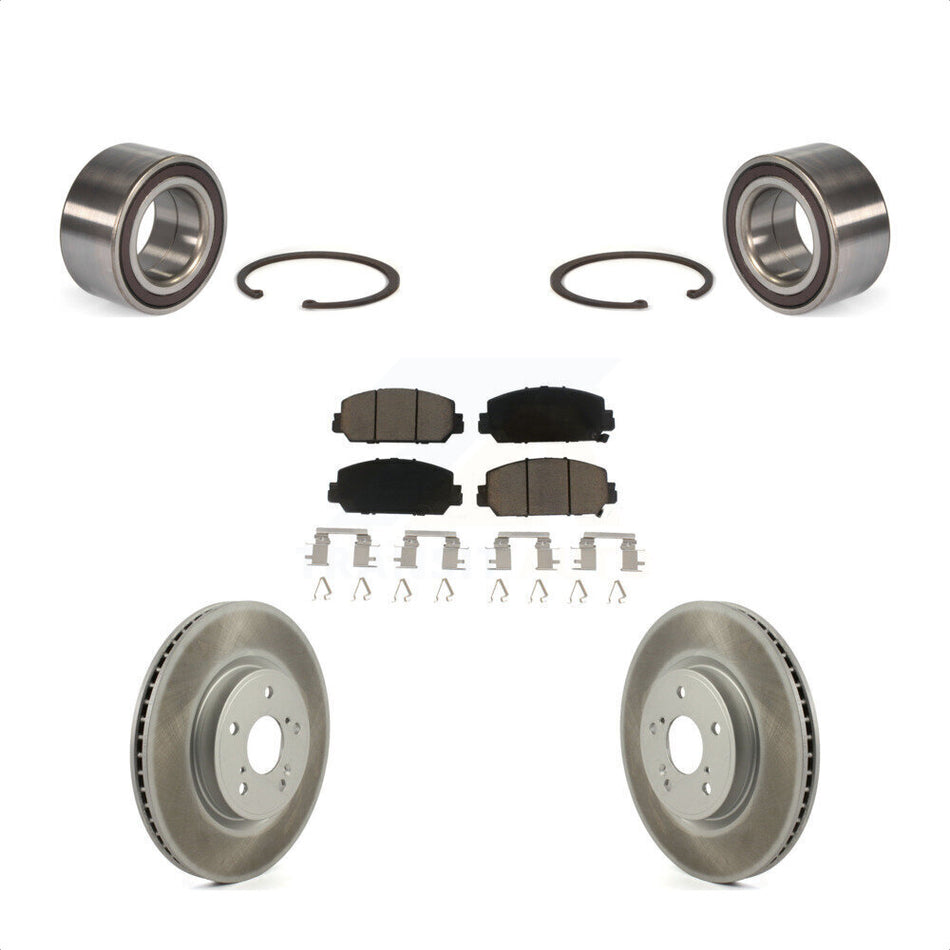 Front Wheel Bearing With Coated Disc Brake Rotors And Ceramic Pads Kit For Honda CR-V KBB-118371 by Transit Auto