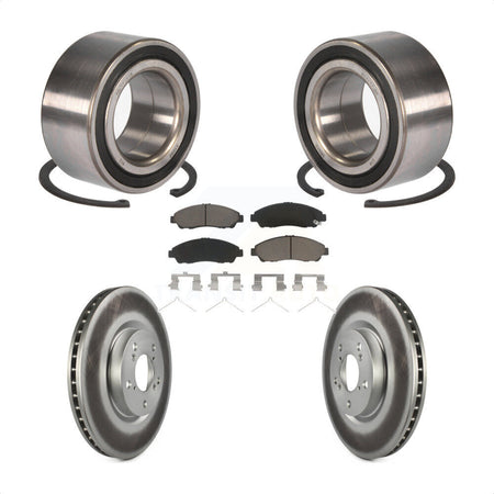 Front Wheel Bearing With Coated Disc Brake Rotors And Ceramic Pads Kit For 2016-2017 Acura RLX Sport Hybrid SH-AWD KBB-118373 by Transit Auto
