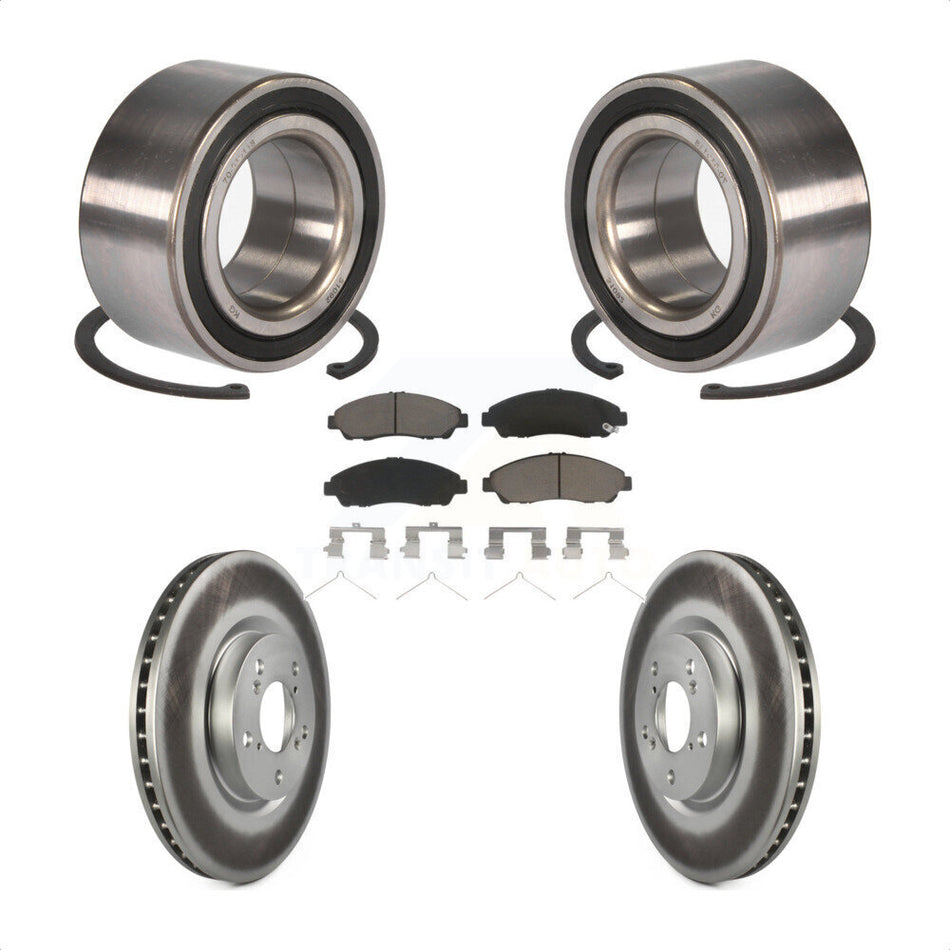 Front Wheel Bearing With Coated Disc Brake Rotors And Ceramic Pads Kit For 2016-2017 Acura RLX Sport Hybrid SH-AWD KBB-118373 by Transit Auto