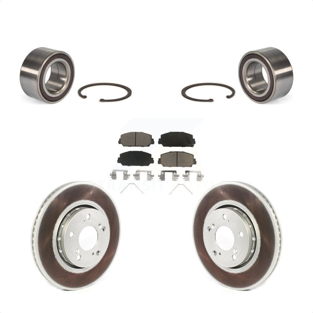 Front Wheel Bearing With Coated Disc Brake Rotors And Ceramic Pads Kit For Acura RLX KBB-118374 by Transit Auto