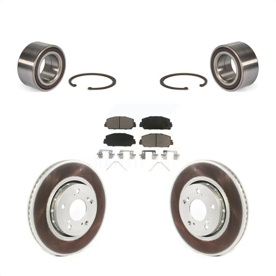 Front Wheel Bearing With Coated Disc Brake Rotors And Ceramic Pads Kit For Acura RLX KBB-118374 by Transit Auto