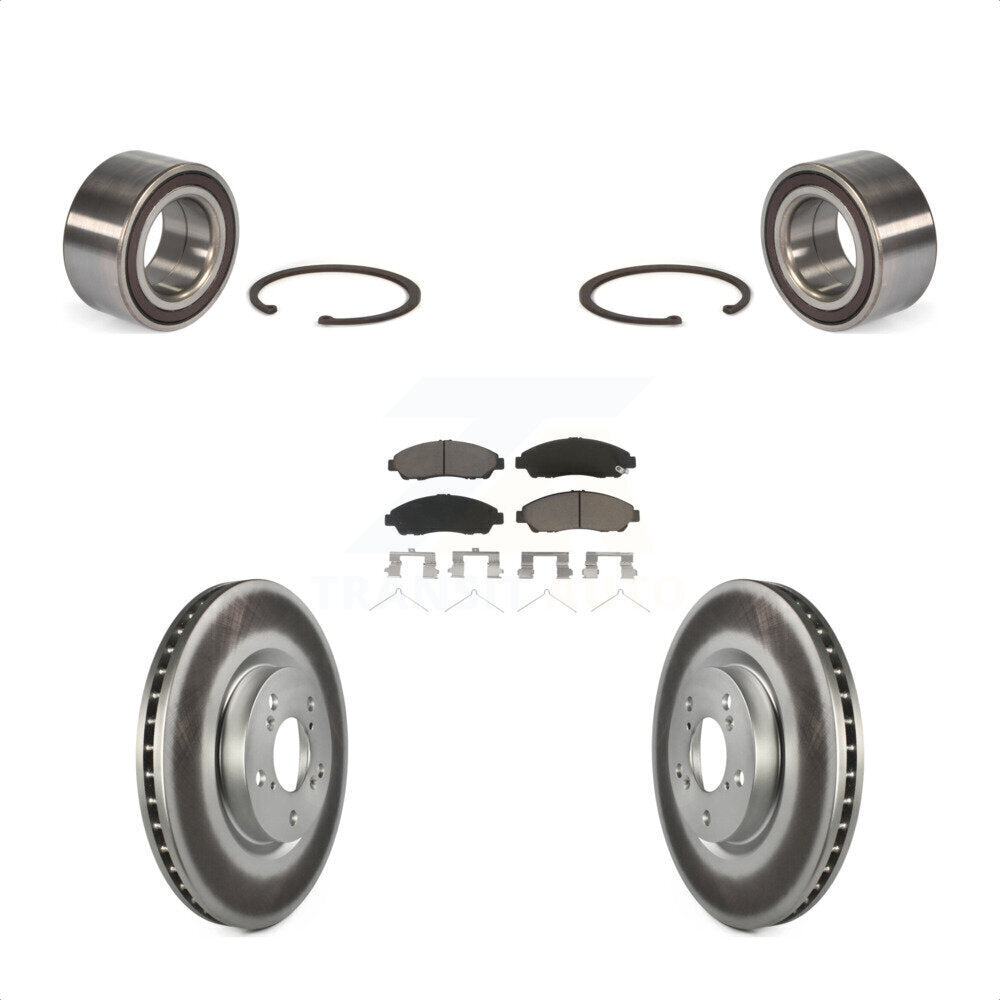 Front Wheel Bearing With Coated Disc Brake Rotors And Ceramic Pads Kit For 2014-2015 Acura RLX Sport Hybrid SH-AWD KBB-118375 by Transit Auto