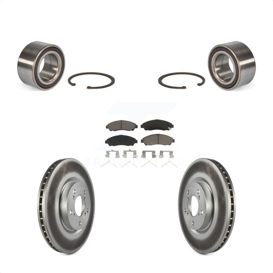 Front Wheel Bearing With Coated Disc Brake Rotors And Ceramic Pads Kit For 2014-2015 Acura RLX Sport Hybrid SH-AWD KBB-118375 by Transit Auto