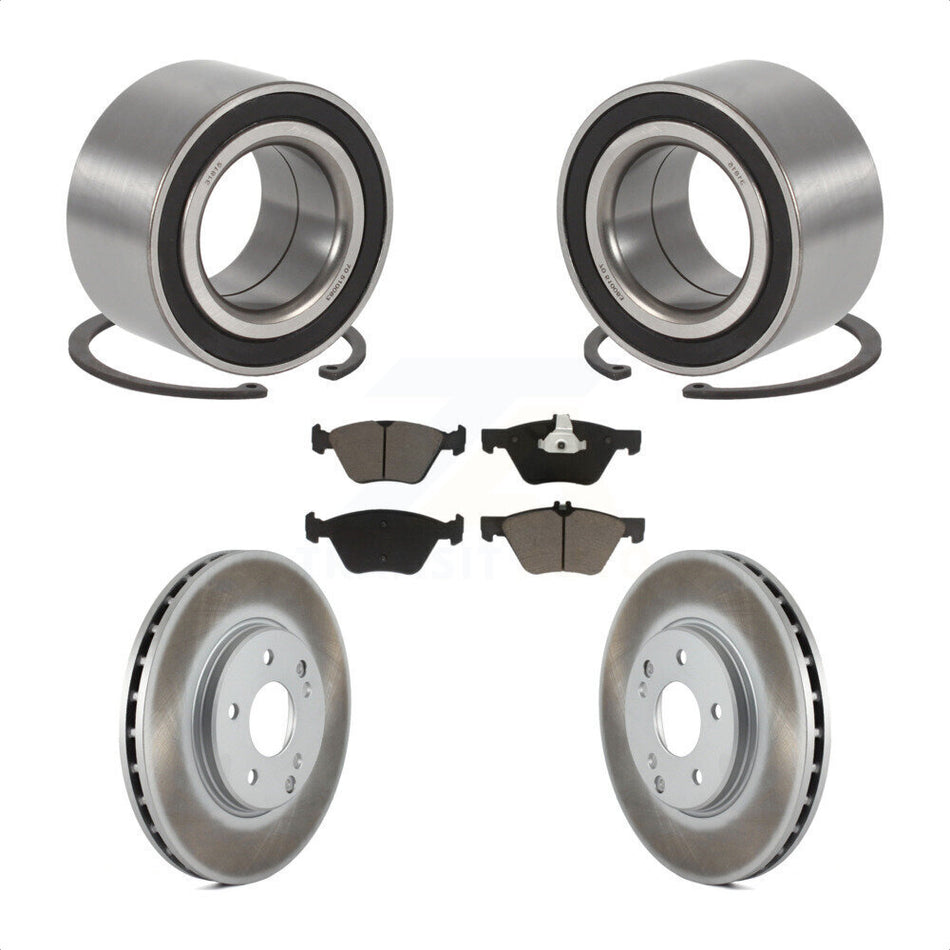 Front Wheel Bearing With Coated Disc Brake Rotors And Ceramic Pads Kit For 2003 Mercedes-Benz E320 4Matic with Wagon KBB-118402 by Transit Auto