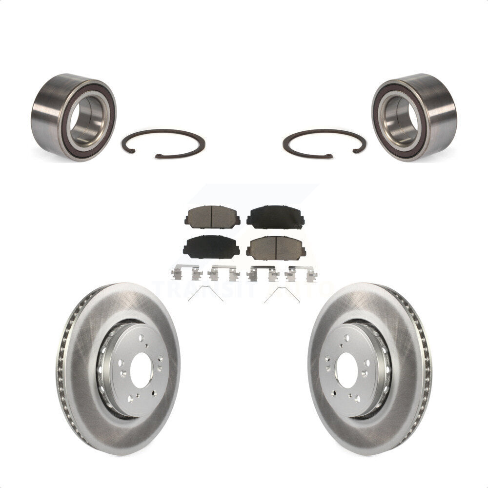 Front Wheel Bearing With Coated Disc Brake Rotors And Ceramic Pads Kit For 2013-2018 Acura RDX KBB-118416 by Transit Auto