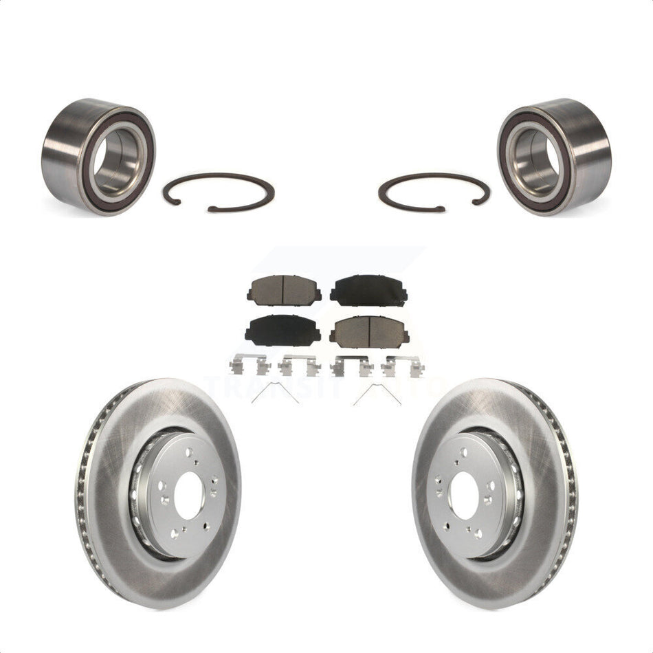 Front Wheel Bearing With Coated Disc Brake Rotors And Ceramic Pads Kit For 2013-2018 Acura RDX KBB-118416 by Transit Auto