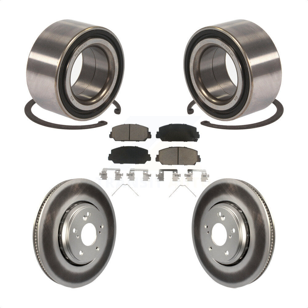 Front Wheel Bearing With Coated Disc Brake Rotors And Ceramic Pads Kit For 2017-2018 Acura ILX KBB-118417 by Transit Auto