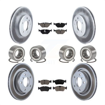 Front Rear Wheel Bearings Coated Disc Brake Rotors And Ceramic Pads Kit (10Pc) For 2001-2005 BMW 325i KBB-118436 by Transit Auto