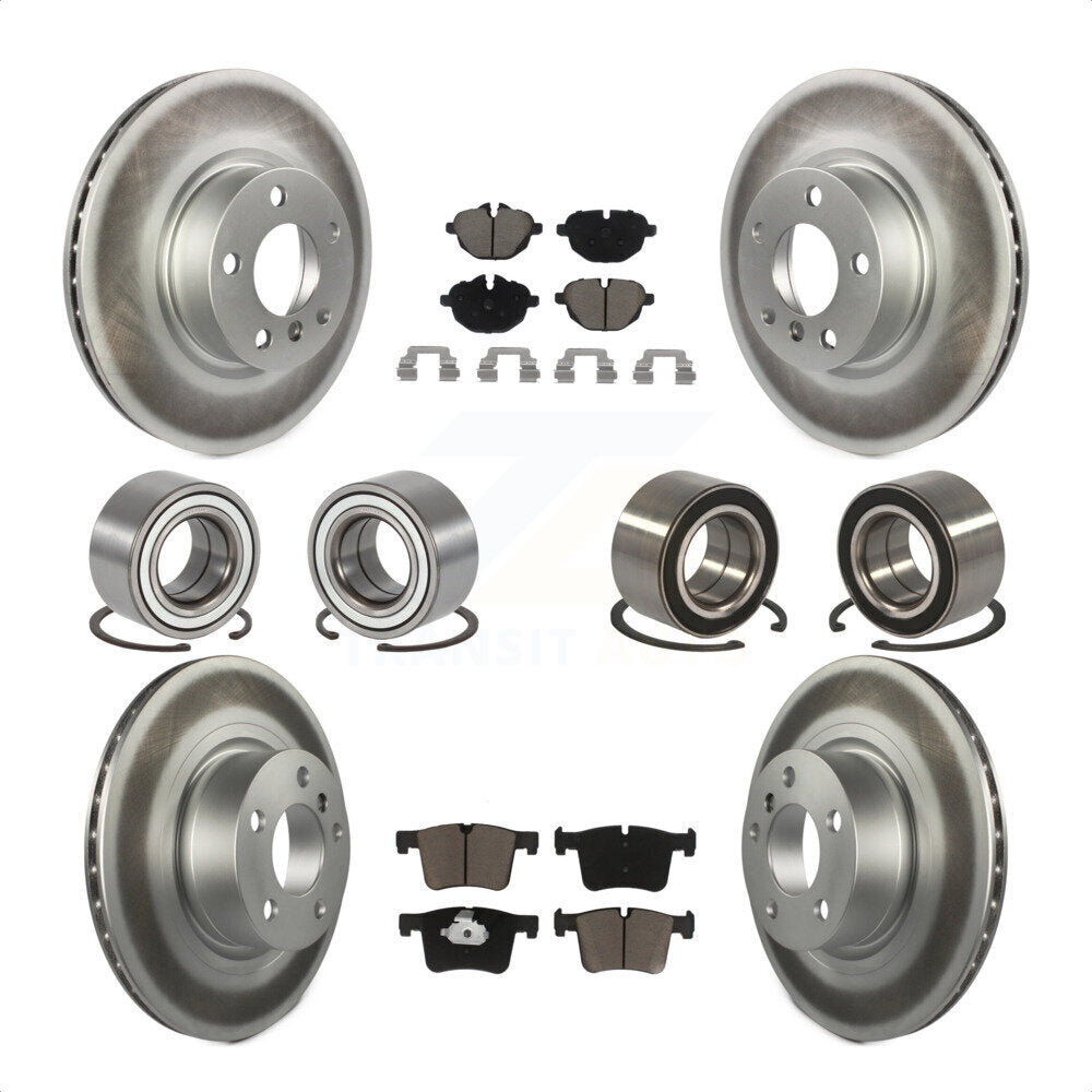 Front Rear Wheel Bearings Coated Disc Brake Rotors And Ceramic Pads Kit (10Pc) For BMW X3 KBB-118437 by Transit Auto