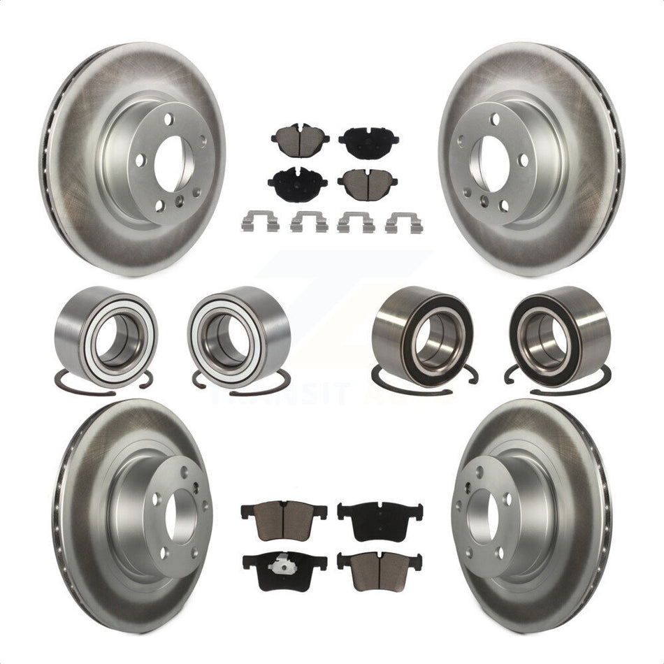 Front Rear Wheel Bearings Coated Disc Brake Rotors And Ceramic Pads Kit (10Pc) For BMW X3 KBB-118437 by Transit Auto