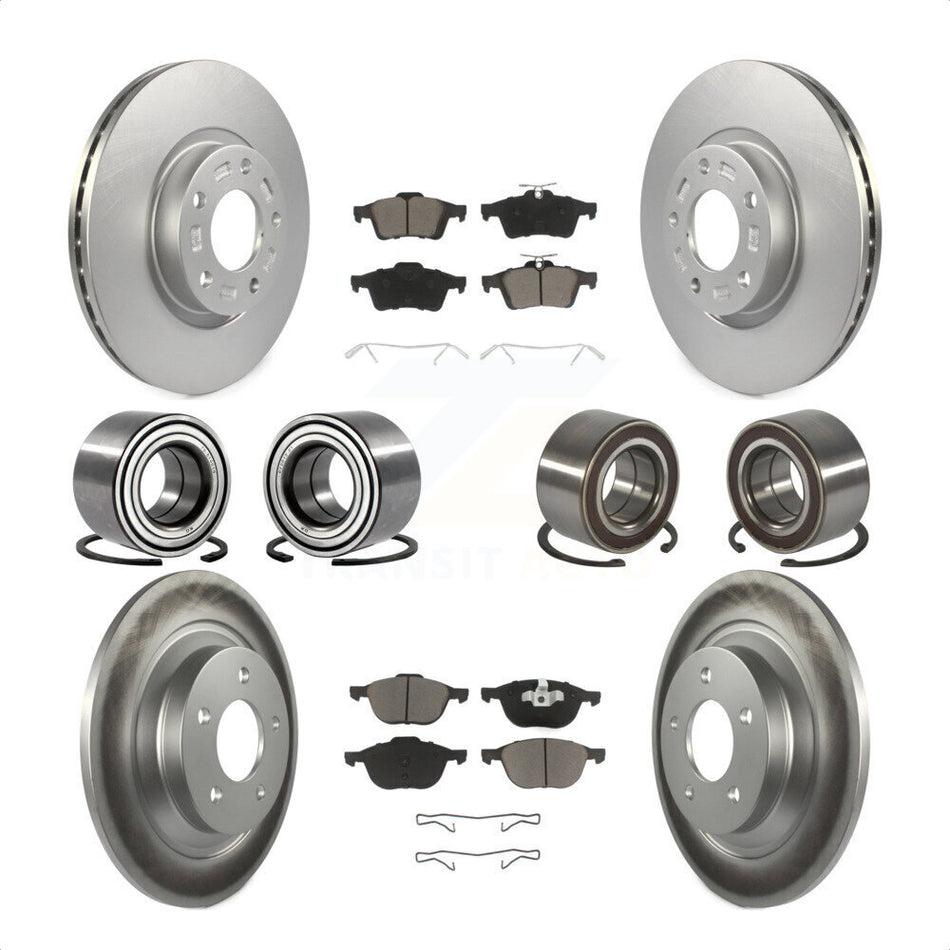 Front Rear Wheel Bearings Coated Disc Brake Rotors And Ceramic Pads Kit (10Pc) For Mazda 5 KBB-118460 by Transit Auto