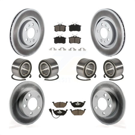 Front Rear Wheel Bearings Coated Disc Brake Rotors And Ceramic Pads Kit (10Pc) For 2004 Volkswagen Golf 2.0L 1.9L KBB-118475 by Transit Auto