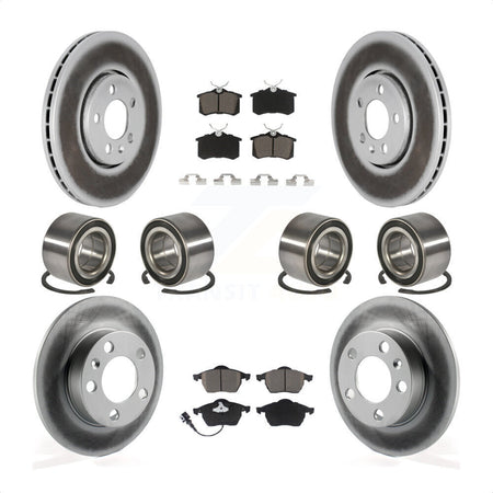 Front Rear Wheel Bearings Coated Disc Brake Rotors And Ceramic Pads Kit (10Pc) For 2004 Volkswagen Golf 2.8L 1.8L KBB-118476 by Transit Auto