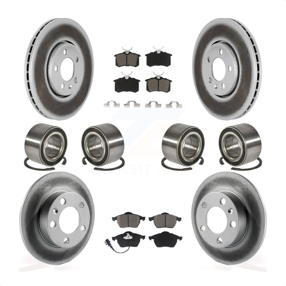 Front Rear Wheel Bearings Coated Disc Brake Rotors And Ceramic Pads Kit (10Pc) For 2004 Volkswagen Golf 2.8L 1.8L KBB-118476 by Transit Auto