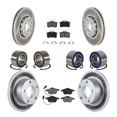 Front Rear Wheel Bearings Coated Disc Brake Rotors And Ceramic Pads Kit (10Pc) For 2000 Volkswagen Passat 1.8L with Turbocharged KBB-118488 by Transit Auto