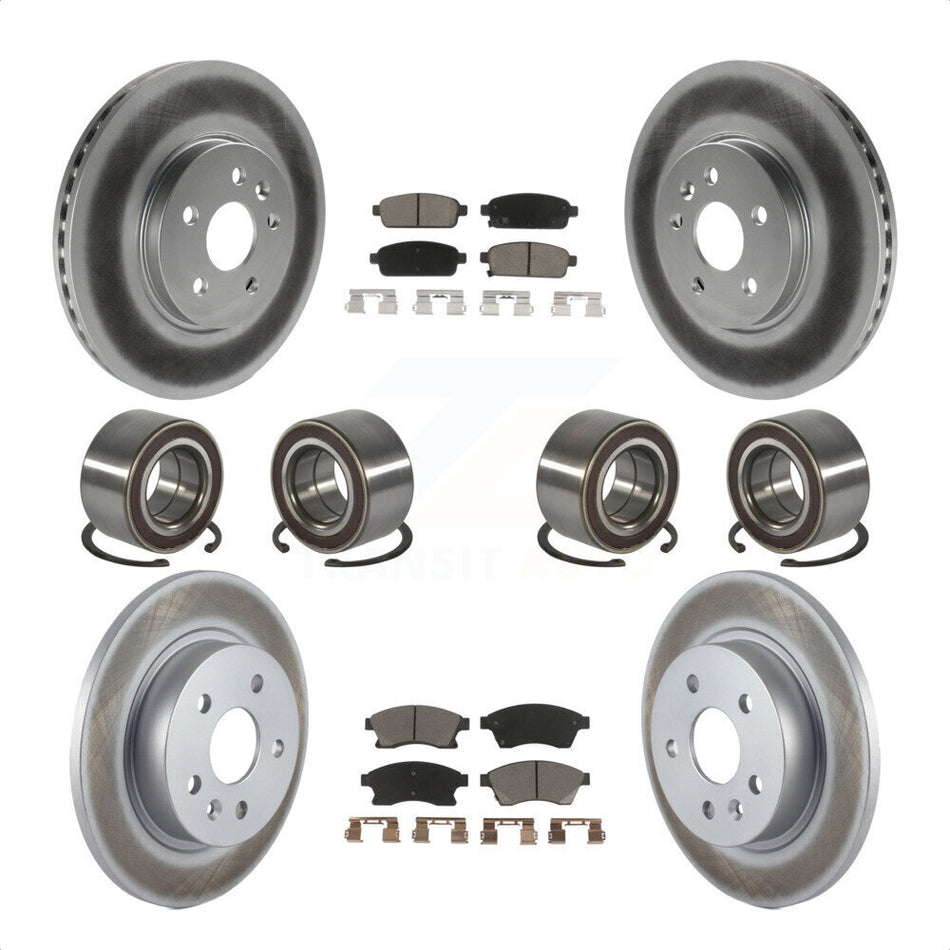 Front Rear Wheel Bearings Coated Disc Brake Rotors And Ceramic Pads Kit (10Pc) For 2013-2017 Buick Encore Chevrolet Trax AWD KBB-118490 by Transit Auto
