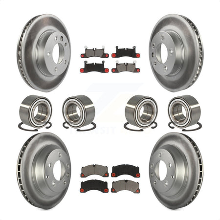 Front Rear Wheel Bearings Coated Disc Brake Rotors And Ceramic Pads Kit (10Pc) For 2016-2017 Volkswagen Touareg KBB-118496 by Transit Auto
