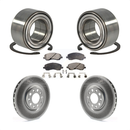 Front Wheel Bearing With Coated Disc Brake Rotors And Semi-Metallic Pads Kit For 2017 Jeep Compass 305mm Diameter Rotor KBB-118508 by Transit Auto