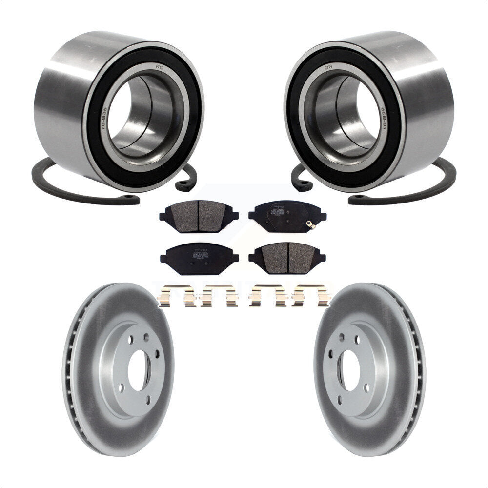 Front Wheel Bearing With Coated Disc Brake Rotors And Semi-Metallic Pads Kit For 2016 Chevrolet Spark KBB-118510 by Transit Auto