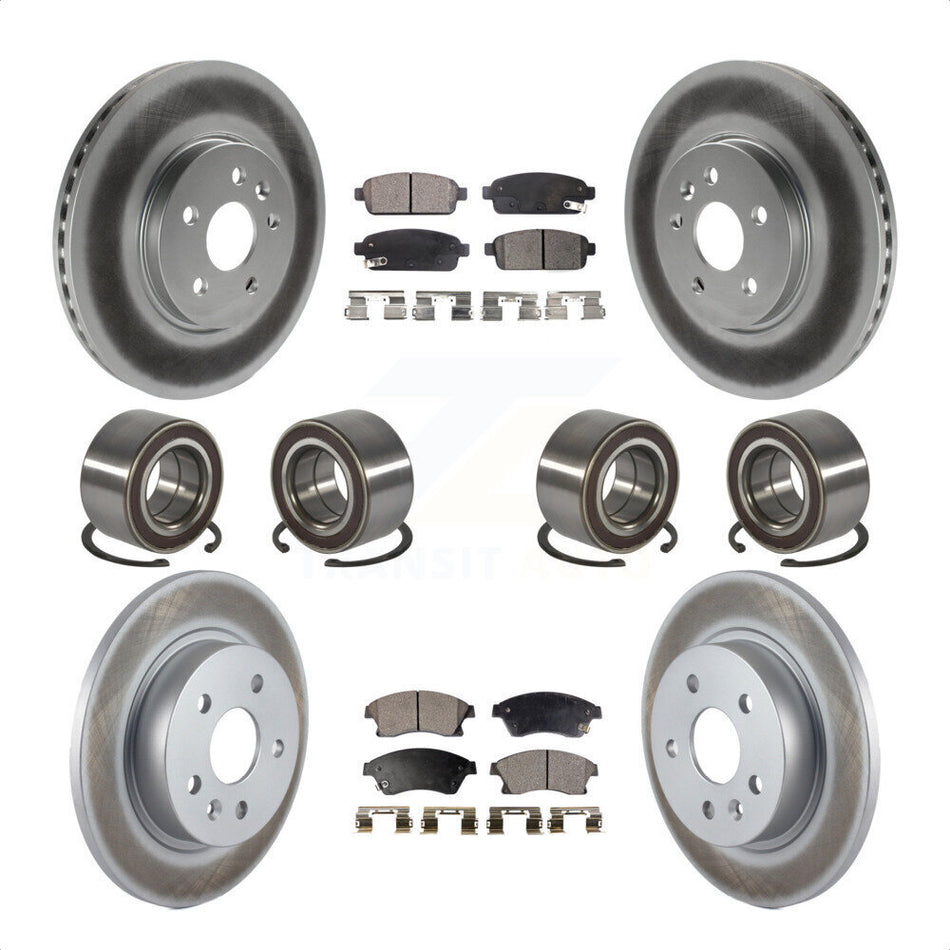 Front Rear Wheel Bearings Coated Disc Brake Rotors And Semi-Metallic Pads Kit (10Pc) For 2013-2017 Buick Encore Chevrolet Trax AWD KBB-118514 by Transit Auto