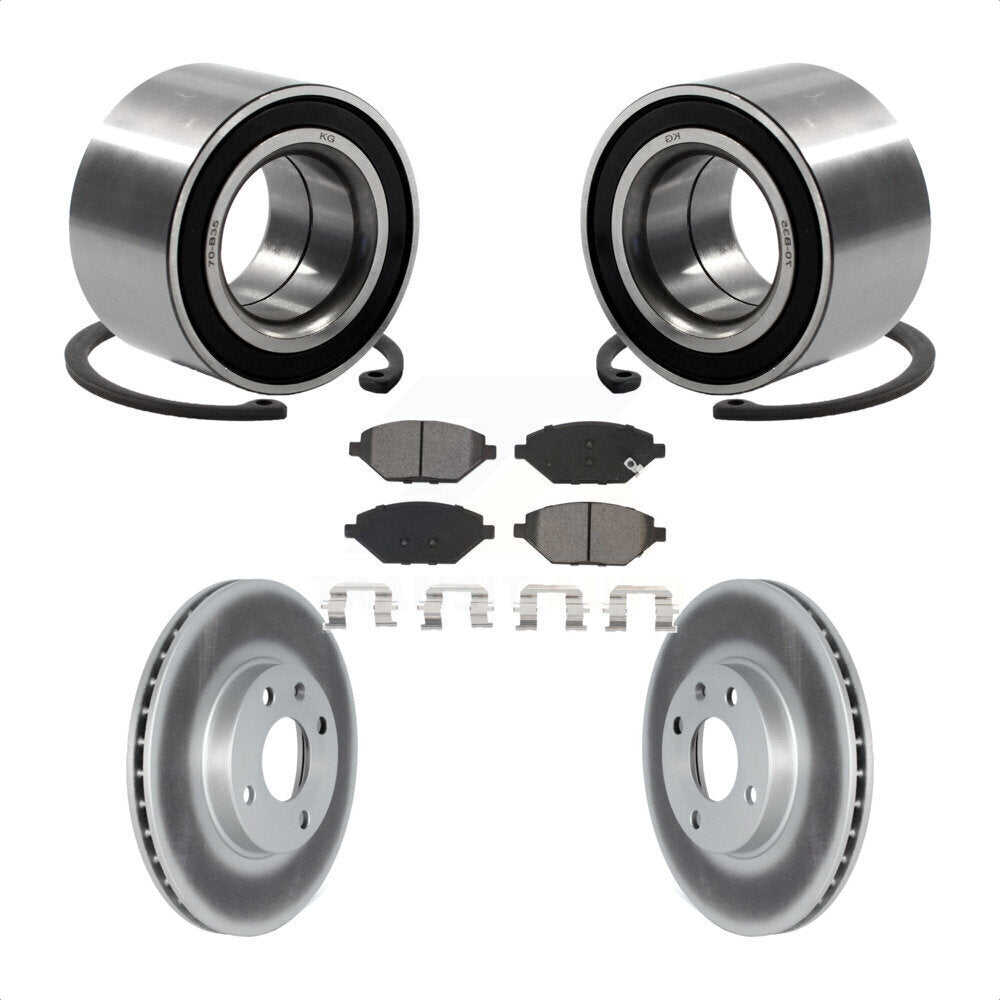 Front Wheel Bearing With Coated Disc Brake Rotors And Semi-Metallic Pads Kit For 2016 Chevrolet Spark KBB-118525 by Transit Auto