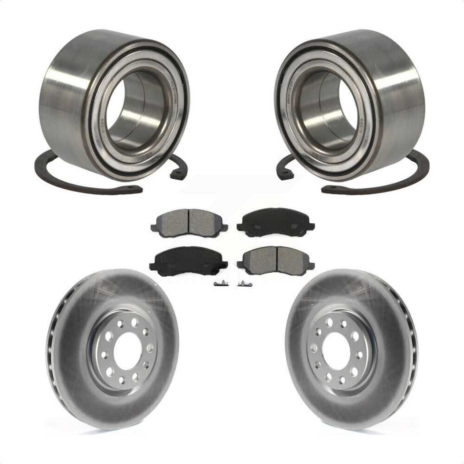 Front Wheel Bearing With Coated Disc Brake Rotors And Semi-Metallic Pads Kit For 2017 Jeep Compass 305mm Diameter Rotor KBB-118529 by Transit Auto