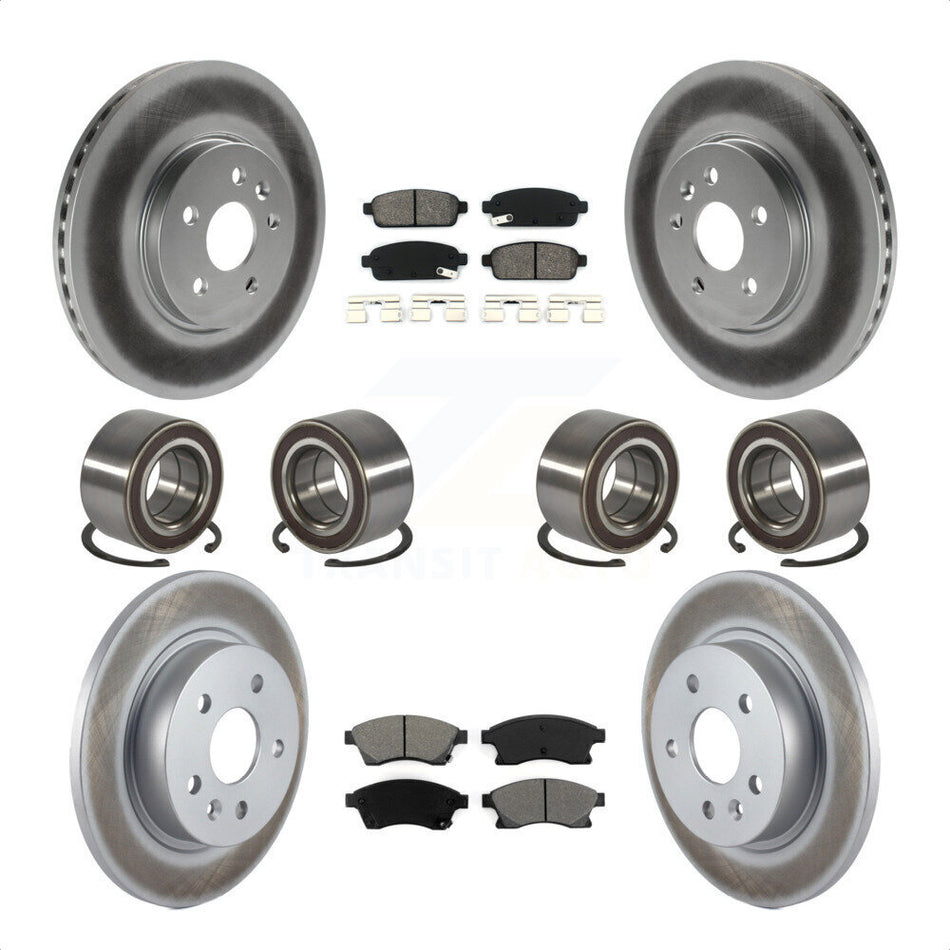 Front Rear Wheel Bearings Coated Disc Brake Rotors And Semi-Metallic Pads Kit (10Pc) For 2013-2017 Buick Encore Chevrolet Trax AWD KBB-118532