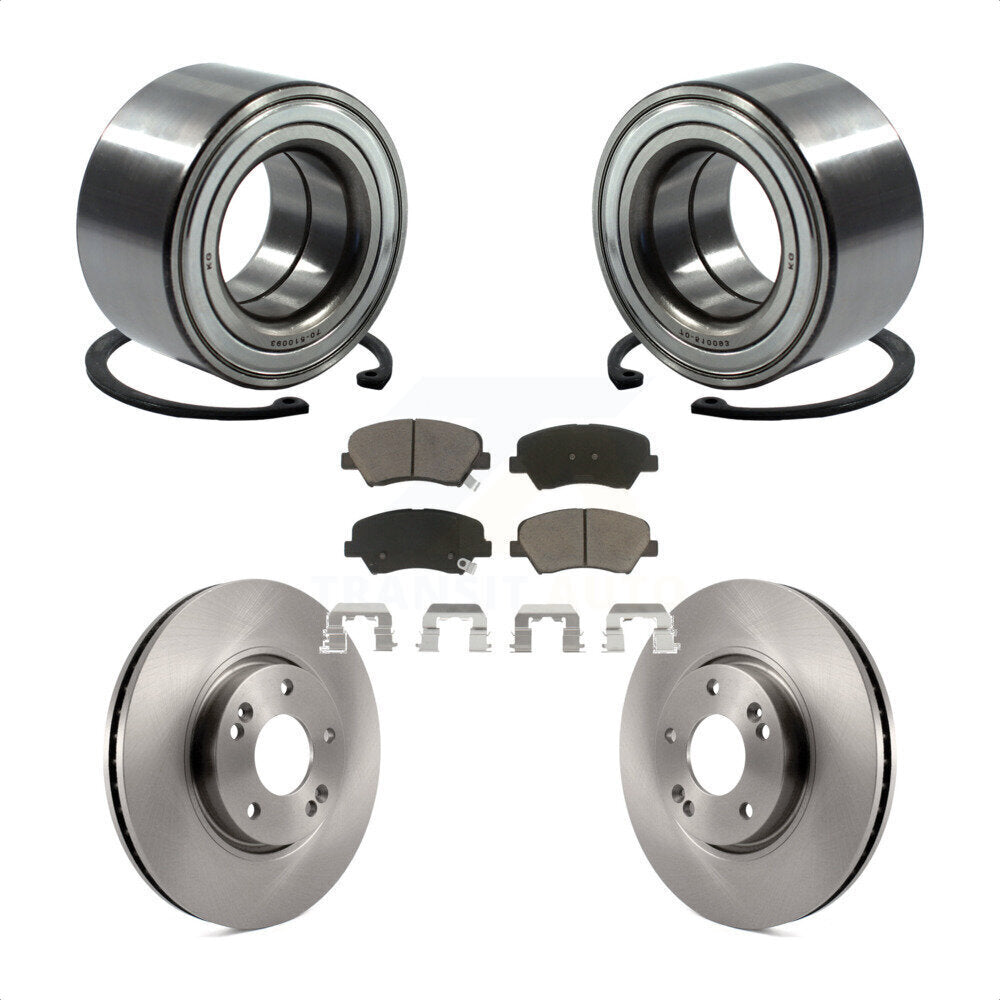 Front Wheel Bearing With Disc Brake Rotors And Ceramic Pads Kit For 2015 Hyundai Veloster Tech RE FLEX SE KBB-118644 by Transit Auto