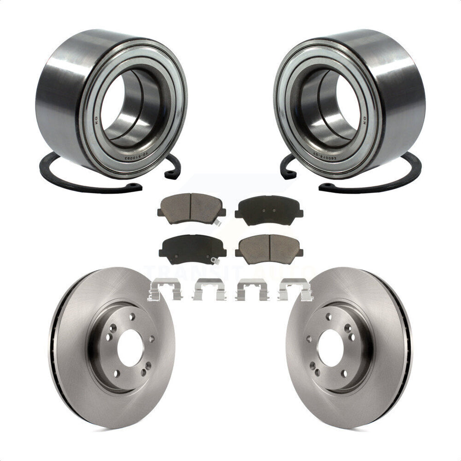Front Wheel Bearing With Disc Brake Rotors And Ceramic Pads Kit For 2015 Hyundai Veloster Tech RE FLEX SE KBB-118644 by Transit Auto