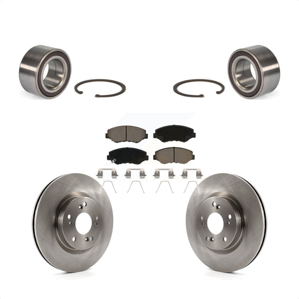Front Wheel Bearing With Disc Brake Rotors And Ceramic Pads Kit For 2012-2016 Honda CR-V FWD KBB-118740 by Transit Auto
