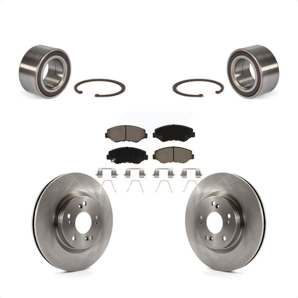 Front Wheel Bearing With Disc Brake Rotors And Ceramic Pads Kit For 2012-2016 Honda CR-V FWD KBB-118740 by Transit Auto