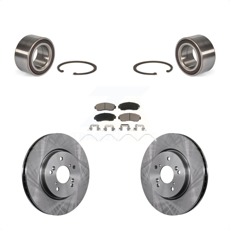 Front Wheel Bearing With Disc Brake Rotors And Ceramic Pads Kit For 2012-2016 Honda CR-V AWD KBB-118741 by Transit Auto