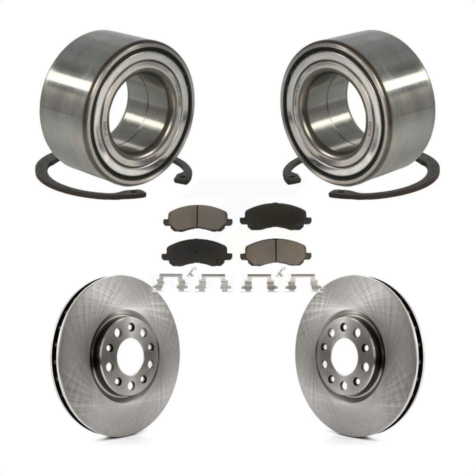 Front Wheel Bearing With Disc Brake Rotors And Ceramic Pads Kit For 2017 Jeep Compass 305mm Diameter Rotor KBB-118763 by Transit Auto