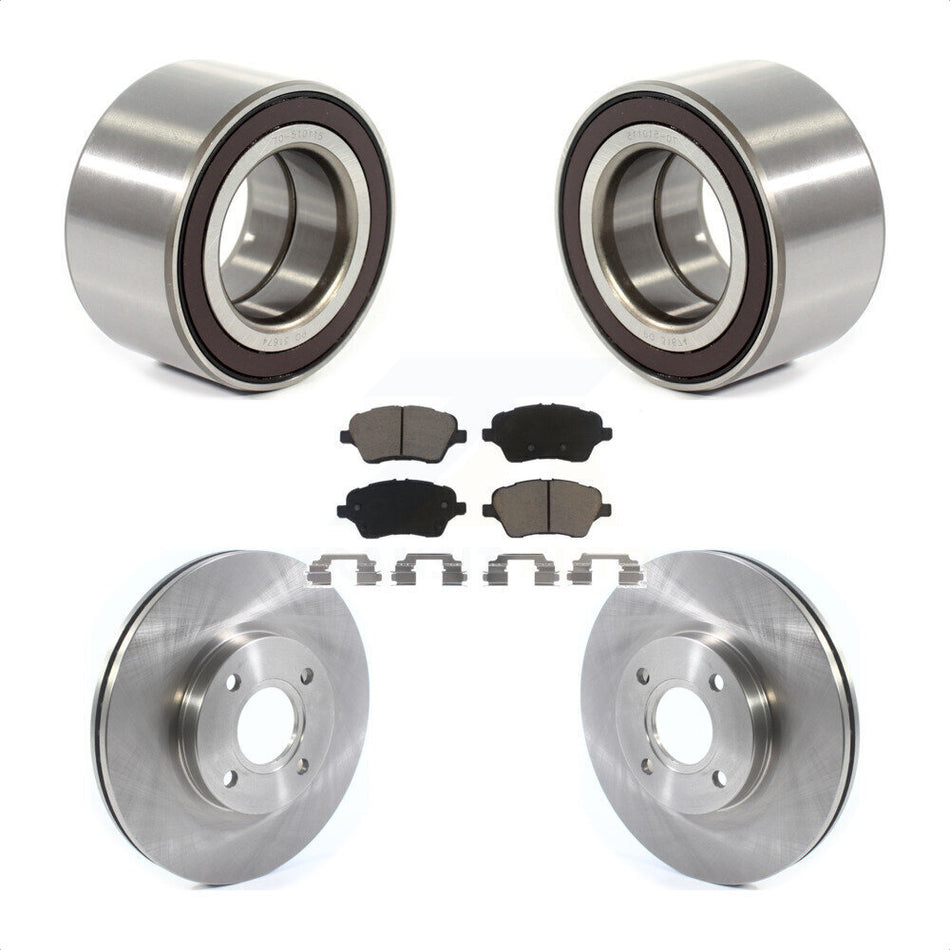 Front Wheel Bearing With Disc Brake Rotors And Ceramic Pads Kit For 2014-2018 Ford Fiesta ST KBB-118804 by Transit Auto