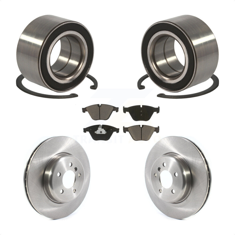 Front Wheel Bearing With Disc Brake Rotors And Ceramic Pads Kit For 2011-2012 BMW 535i xDrive KBB-118864 by Transit Auto