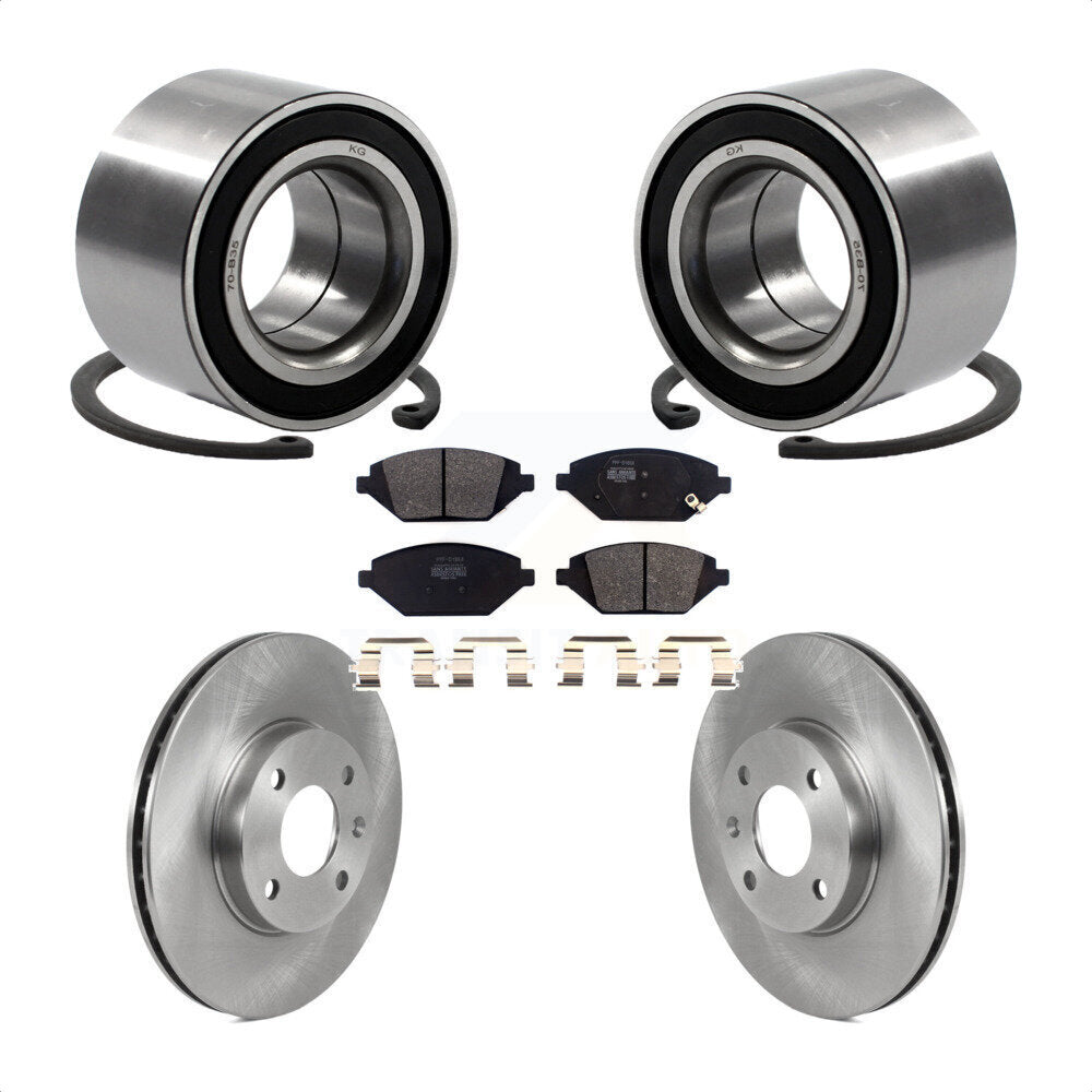 Front Wheel Bearing With Disc Brake Rotors And Semi-Metallic Pads Kit For 2016 Chevrolet Spark KBB-118896 by Transit Auto