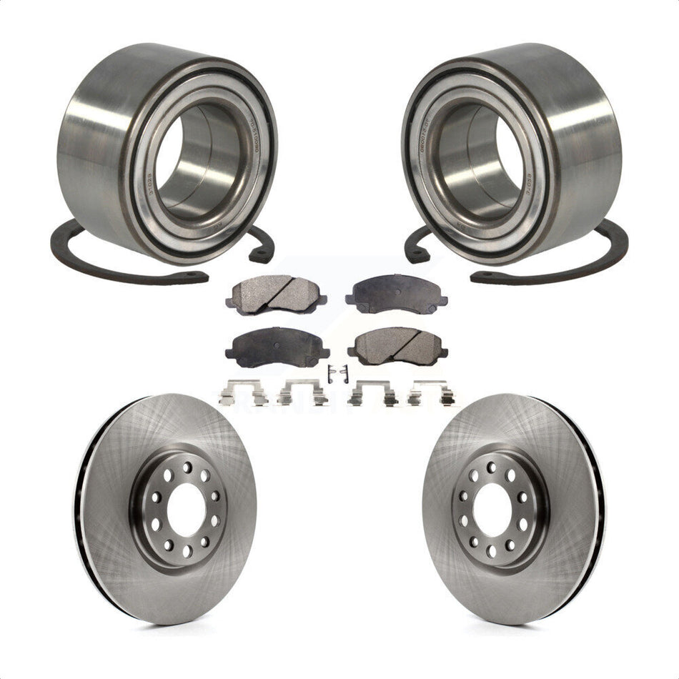 Front Wheel Bearing With Disc Brake Rotors And Semi-Metallic Pads Kit For 2017 Jeep Compass 305mm Diameter Rotor KBB-118897 by Transit Auto