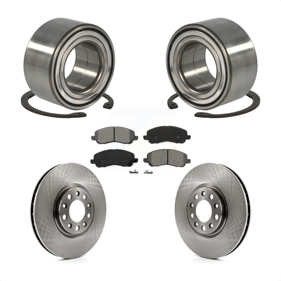 Front Wheel Bearing With Disc Brake Rotors And Semi-Metallic Pads Kit For 2017 Jeep Compass 305mm Diameter Rotor KBB-118902 by Transit Auto