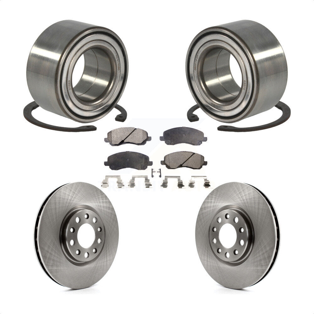 Front Wheel Bearing With Disc Brake Rotors And Ceramic Pads Kit For 2017 Jeep Compass 305mm Diameter Rotor KBB-118915 by Transit Auto