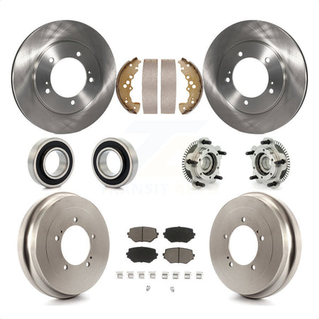 Front Rear Hub Bearings Assembly Disc Brake Rotors And Ceramic Pads Shoes Kit (10Pc) For 2001 Suzuki Grand Vitara XL-7 Plus with 2.7L KBB-118943 by Transit Auto