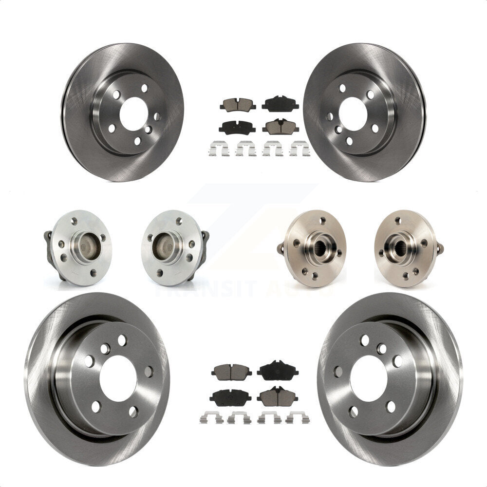 Front Rear Hub Bearings Assembly Disc Brake Rotors And Ceramic Pads Kit (10Pc) For 2015 Mini Cooper Convertible with 2.0L 1.5L With 5 Lug Wheels 280mm Diameter Rotor KBB-119010 by Transit Auto
