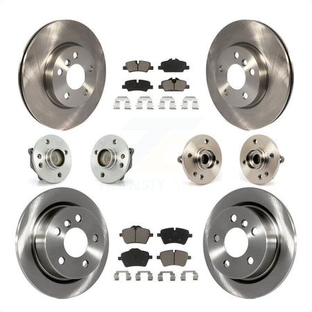 Front Rear Hub Bearings Assembly Disc Brake Rotors And Ceramic Pads Kit (10Pc) For 2015 Mini Cooper Convertible with 2.0L 1.5L With 294mm Diameter Rotor 5 Lug Wheels KBB-119011 by Transit Auto