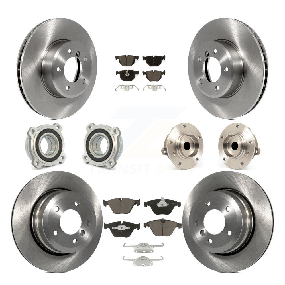 Front Rear Hub Bearings Assembly Disc Brake Rotors And Ceramic Pads Kit (10Pc) For 2010 BMW 528i KBB-119040 by Transit Auto
